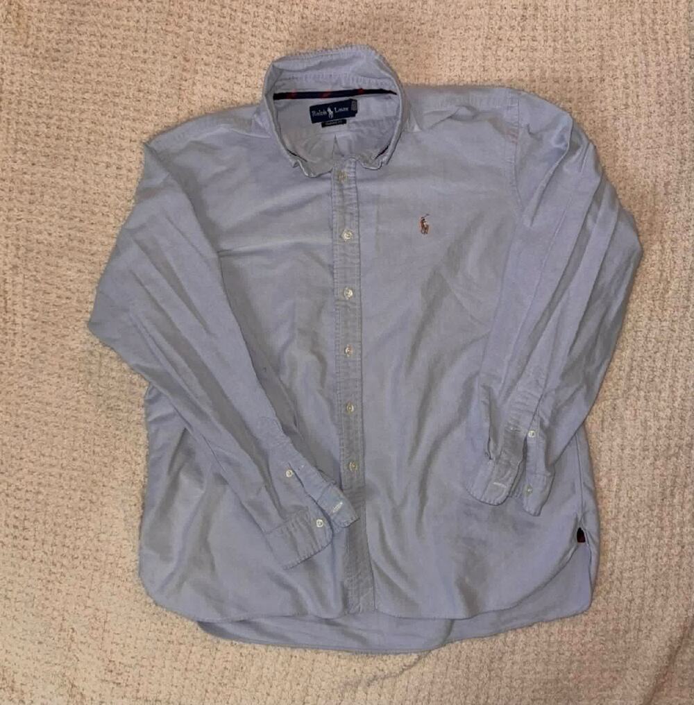 Ralph Lauren Shirt Mens XXL Blue Classic Fit Button Down Pony Logo Cotton